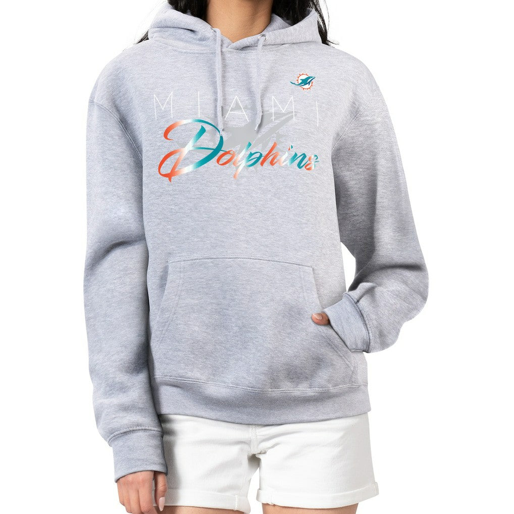 Miami Dolphins G-III 4Her by Carl Banks Women's Shadow Logo Fleece Pullover Hoodie - Gray cheap