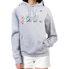 Miami Dolphins G-III 4Her by Carl Banks Women's Shadow Logo Fleece Pullover Hoodie - Gray cheap