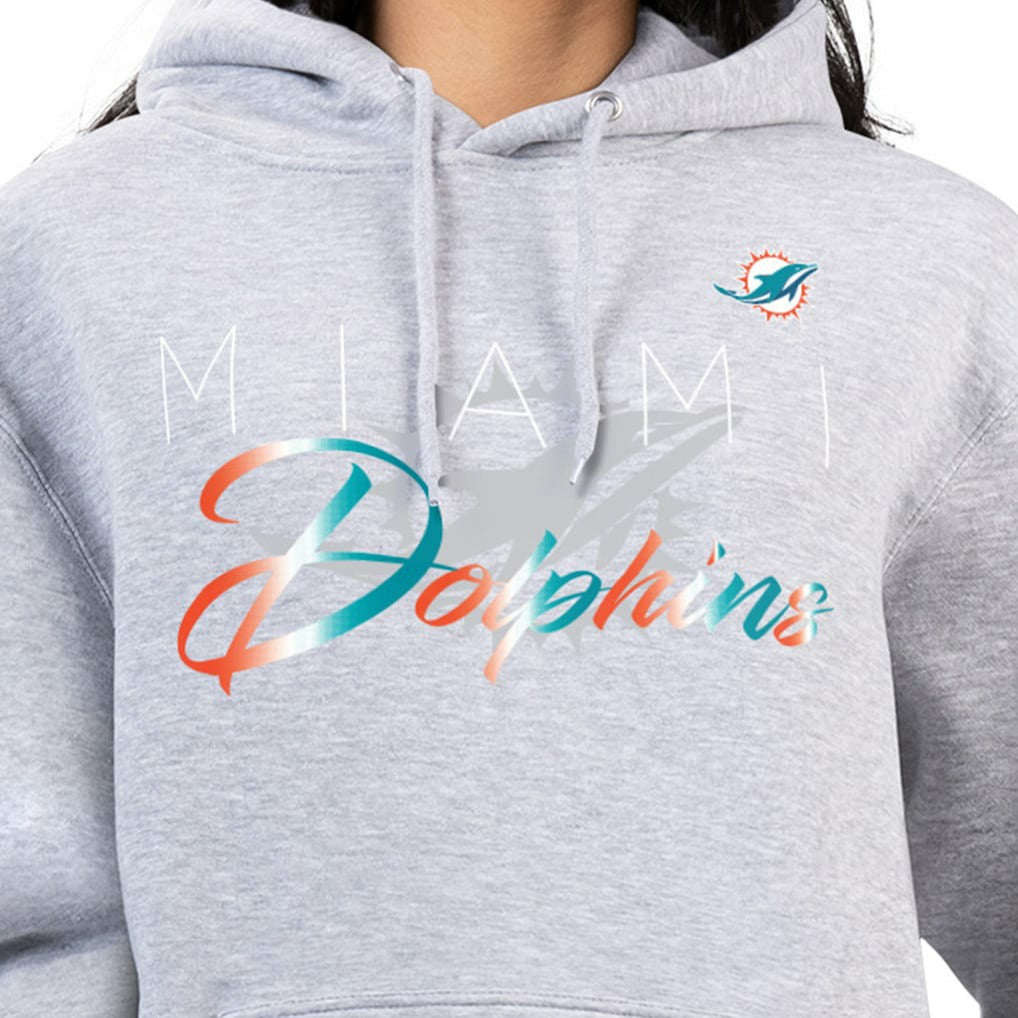 Miami Dolphins G-III 4Her by Carl Banks Women's Shadow Logo Fleece Pullover Hoodie - Gray cheap
