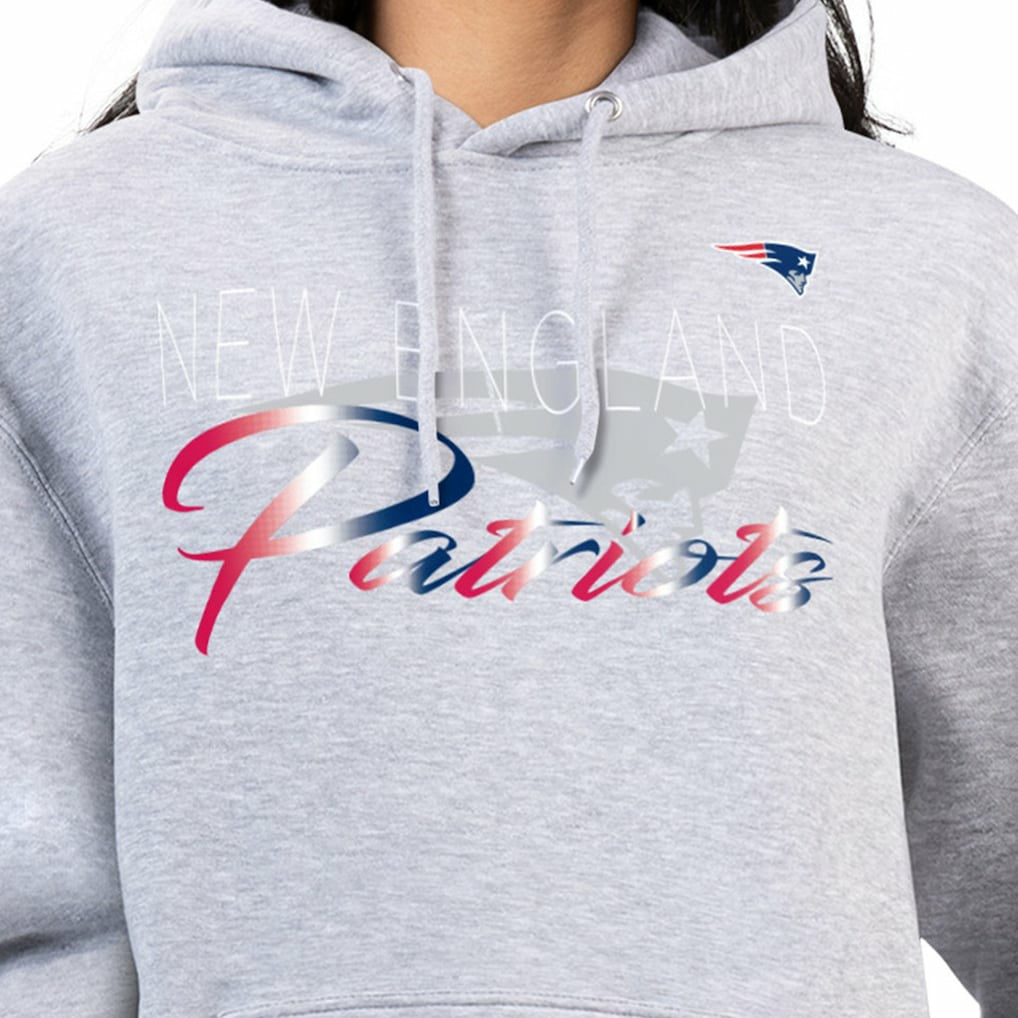 New England Patriots G-III 4Her by Carl Banks Women's Shadow Logo Fleece Pullover Hoodie - Gray for sale