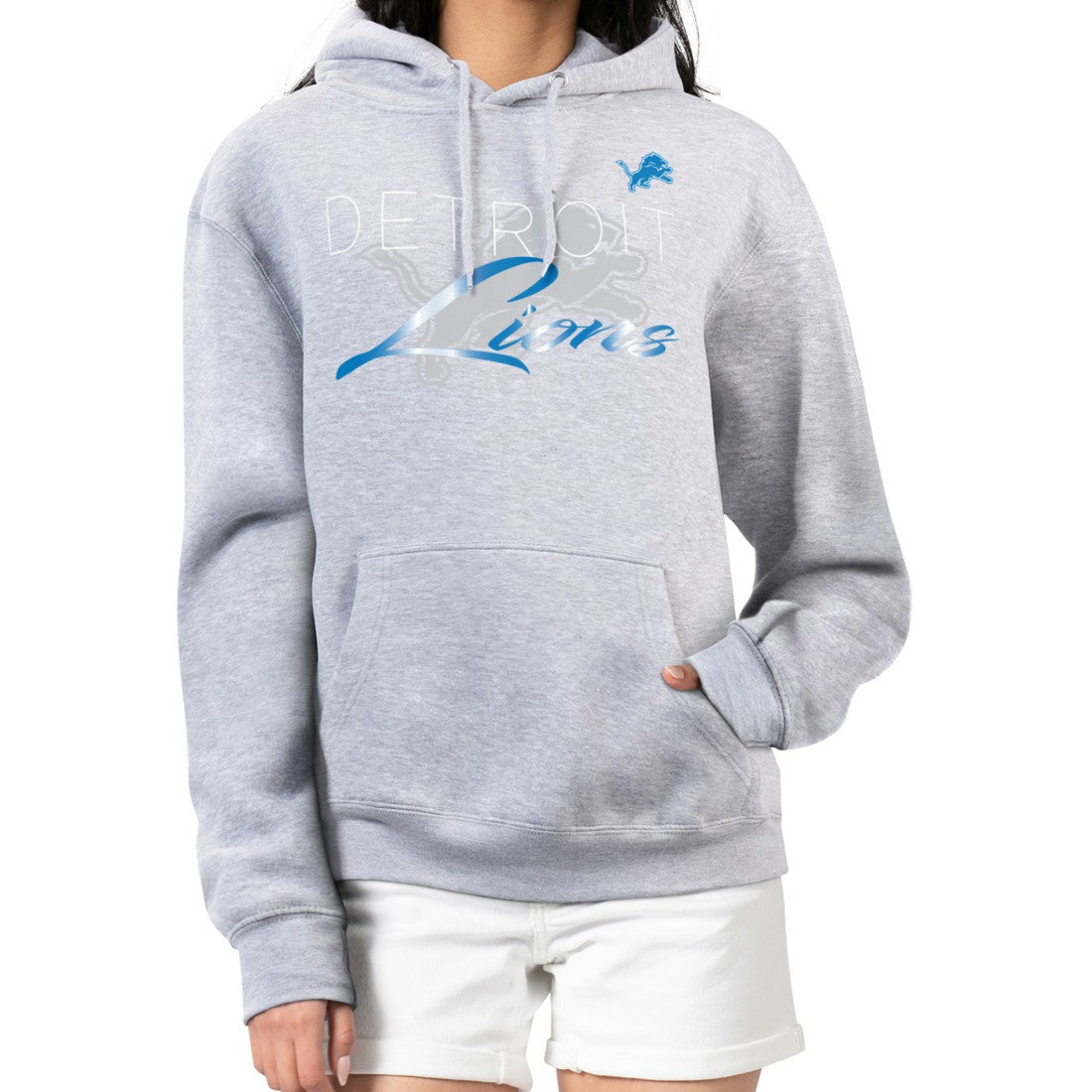 Detroit Lions G-III 4Her by Carl Banks Women's Shadow Logo Fleece Pullover Hoodie - Gray sale