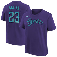Zac Gallen Arizona Diamondbacks Youth Fuse City Connect Name & Number T-Shirt - Purple | Nike