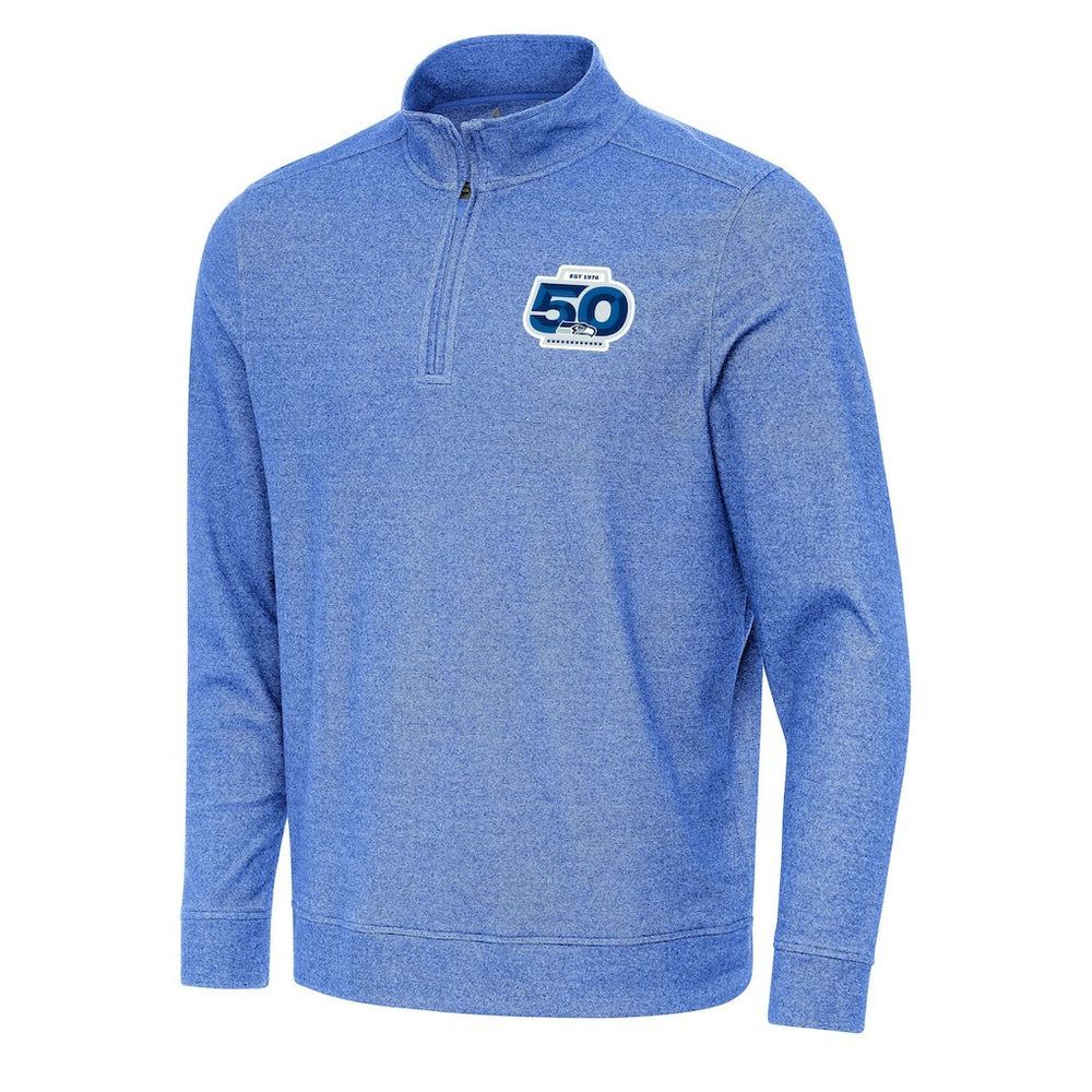Seattle Seahawks Antigua 50th Season Subtle Quarter-Zip Pullover - Heather Royal cheap