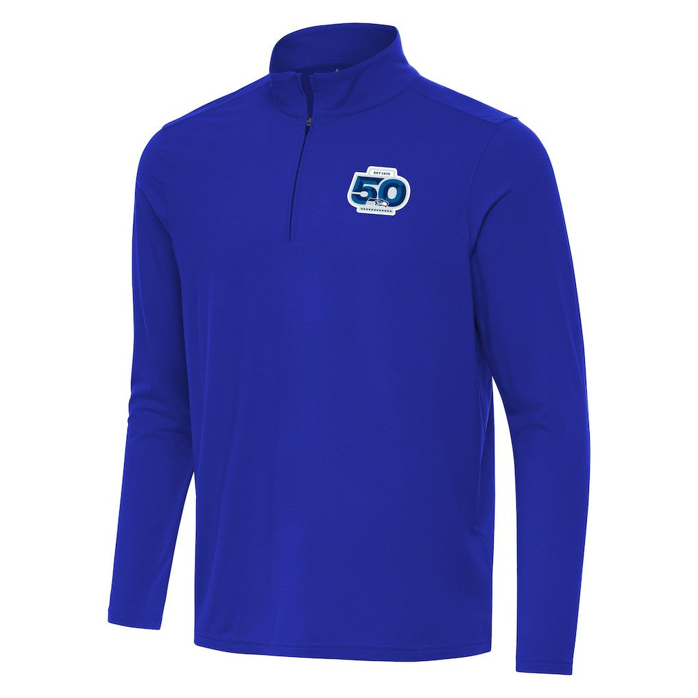 Seattle Seahawks Antigua 50th Season Intent Quarter-Zip Pullover - Royal cheap