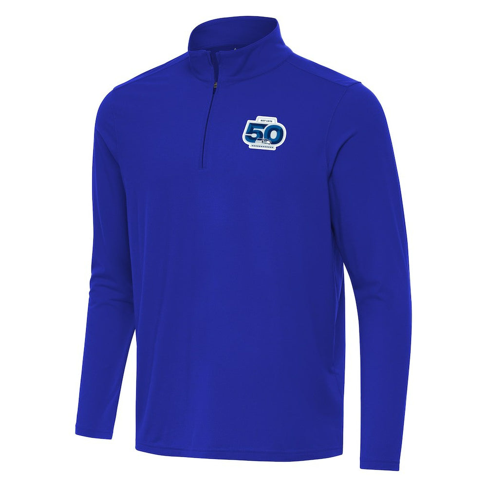 Seattle Seahawks Antigua 50th Season Intent Quarter-Zip Pullover - Royal cheap