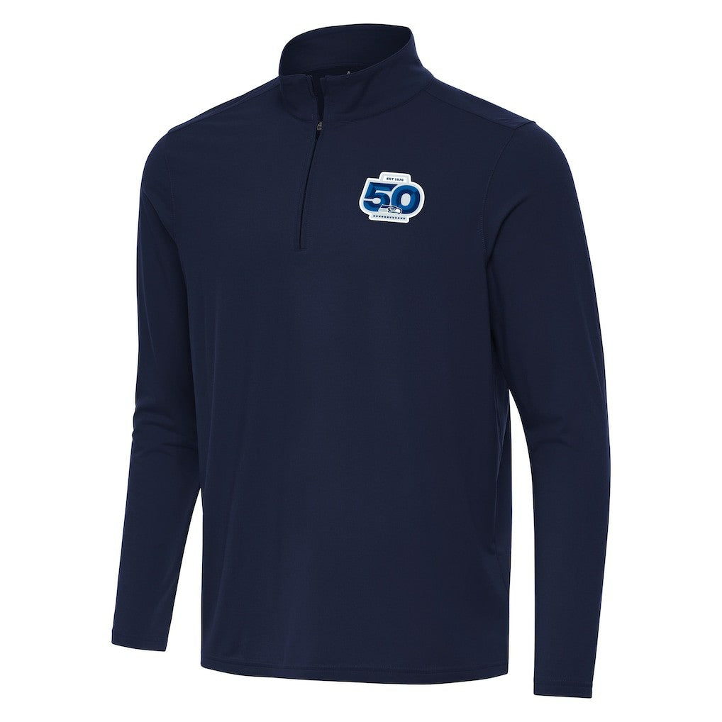 Seattle Seahawks Antigua 50th Season Intent Quarter-Zip Pullover - Navy discount