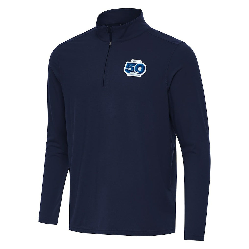 Seattle Seahawks Antigua 50th Season Intent Quarter-Zip Pullover - Navy discount