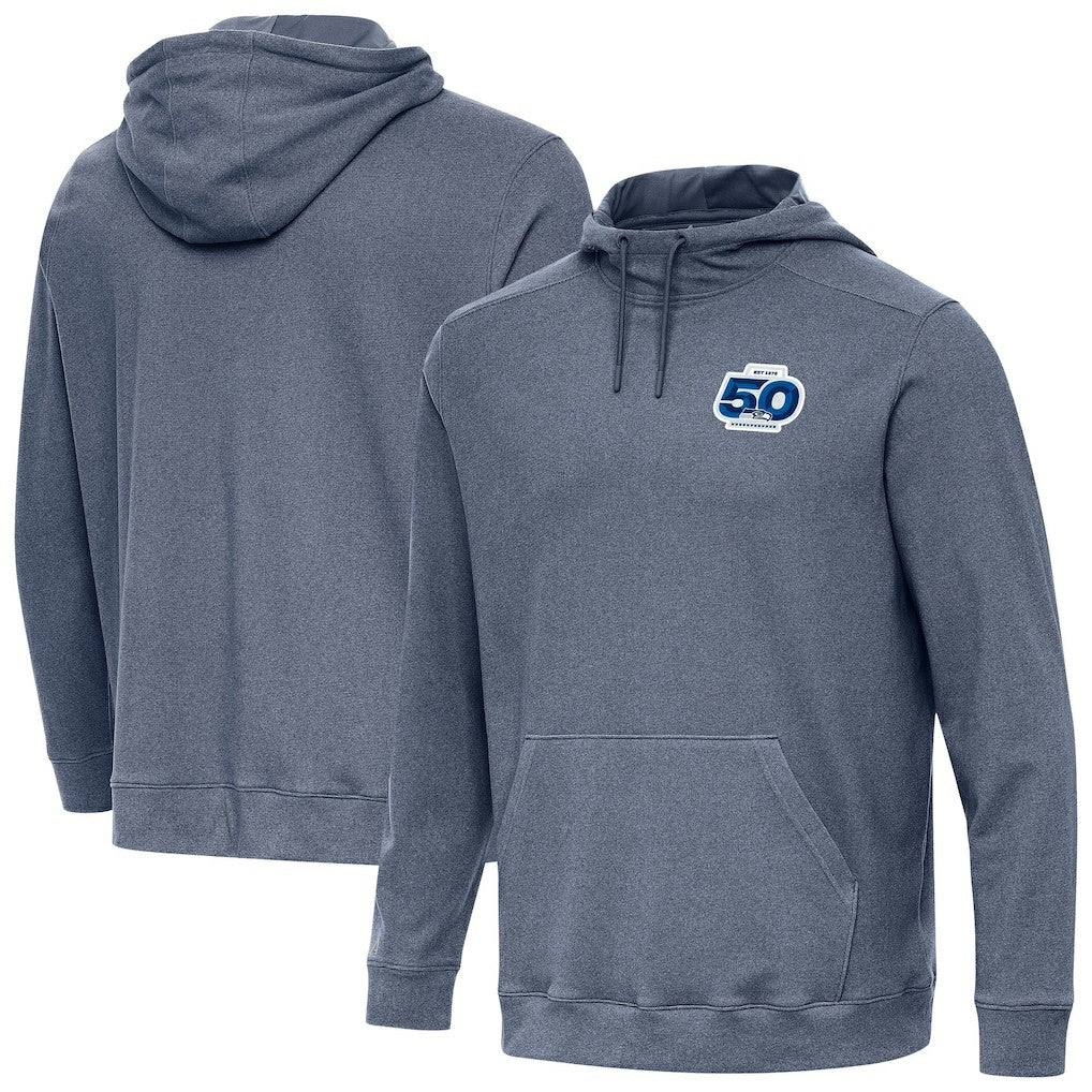 Seattle Seahawks Antigua 50th Season Cloud Pullover Hoodie - Heather Navy discount