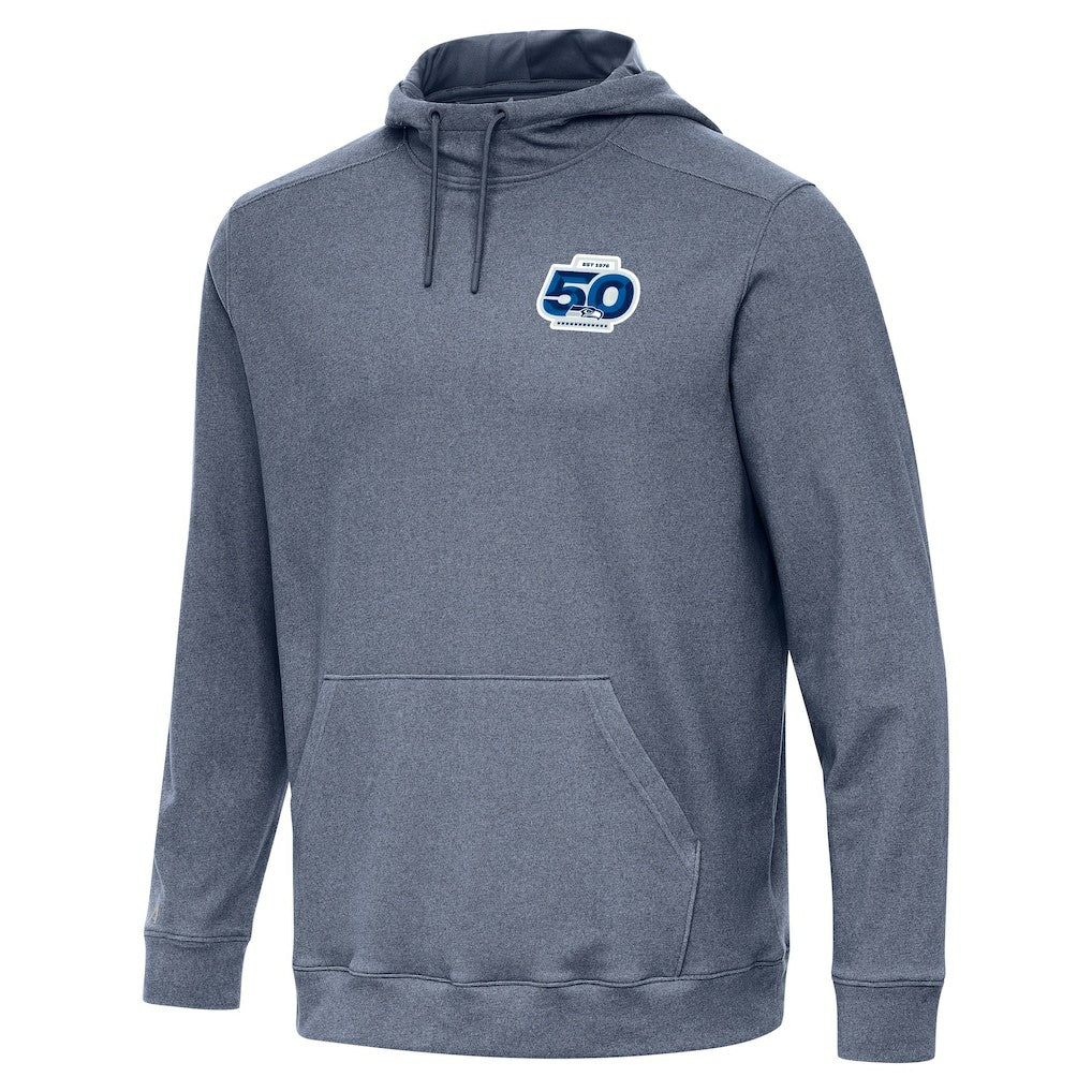 Seattle Seahawks Antigua 50th Season Cloud Pullover Hoodie - Heather Navy discount