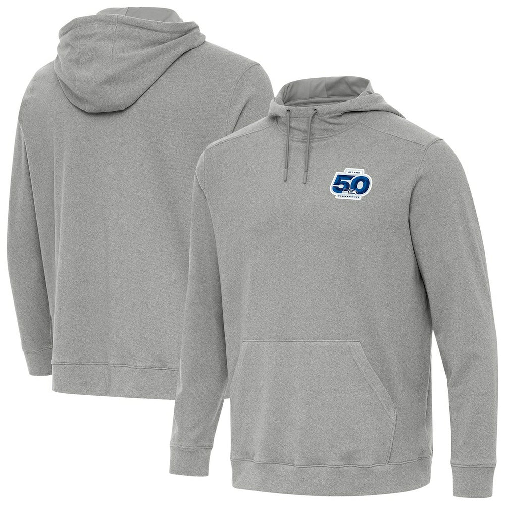 Seattle Seahawks Antigua 50th Season Cloud Pullover Hoodie - Heather Gray outlet