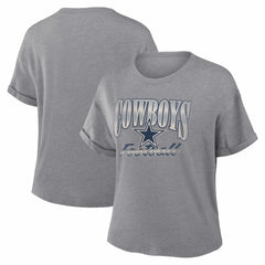 Dallas Cowboys Women's Overplayed Tribute Tri-Blend Boxy T-Shirt - Heather Gray cheap