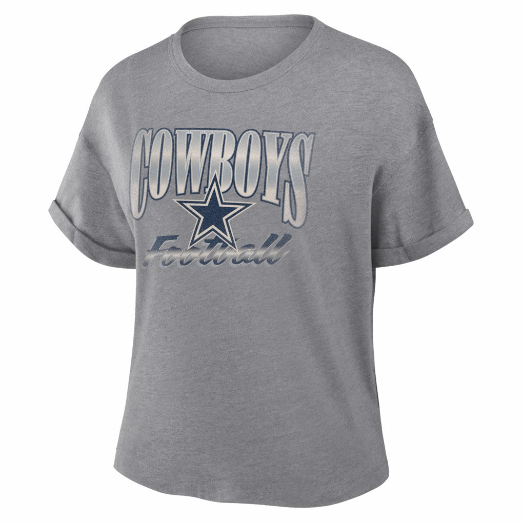 Dallas Cowboys Women's Overplayed Tribute Tri-Blend Boxy T-Shirt - Heather Gray cheap