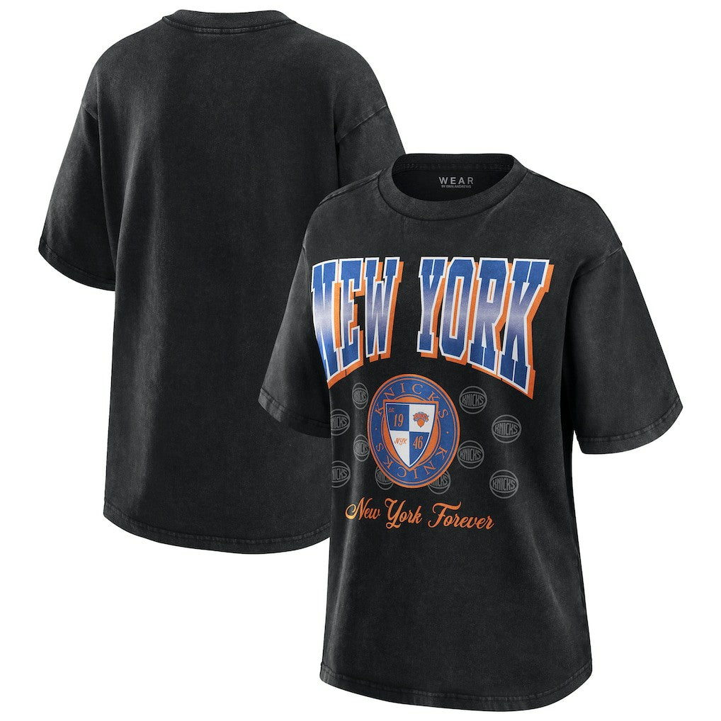 New York Knicks WEAR by Erin Andrews Women's Oversized Boyfriend T-Shirt - Black outlet