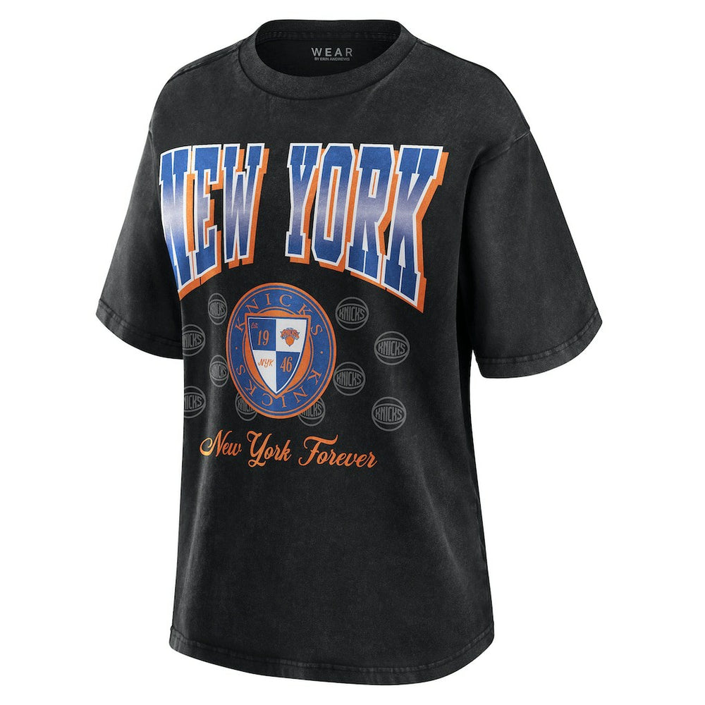 New York Knicks WEAR by Erin Andrews Women's Oversized Boyfriend T-Shirt - Black outlet