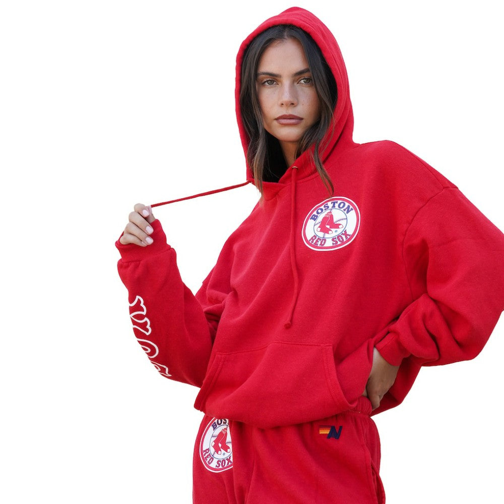 Boston Red Sox Aviator Nation x MLB Unisex Tri-Blend Pullover Hoodie - Red