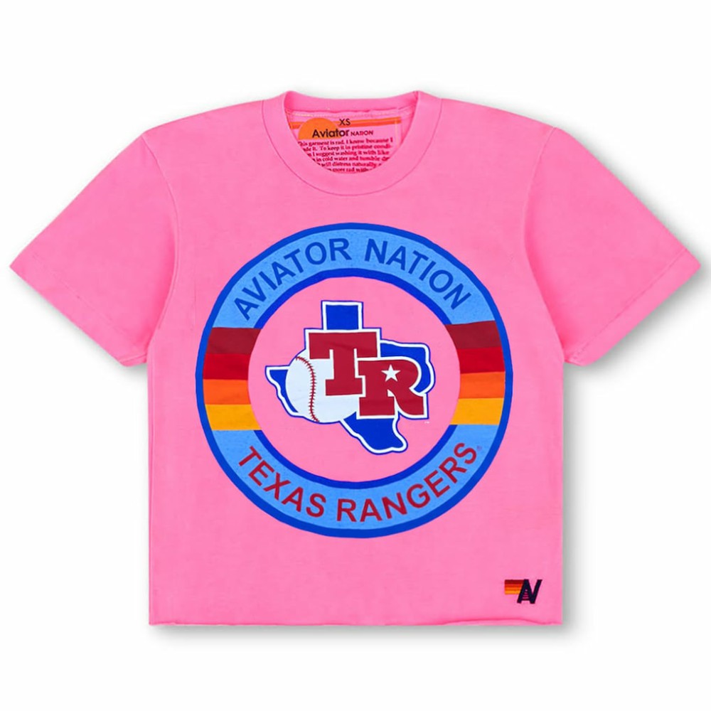 Texas Rangers Aviator Nation x MLB Women's Tri-Blend Boyfriend T-Shirt - Pink