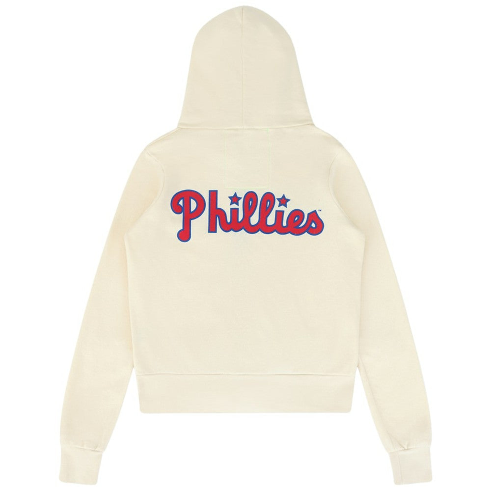 Philadelphia Phillies Aviator Nation x MLB Unisex Five-Stripe Tri-Blend Full-Zip Hoodie - Cream