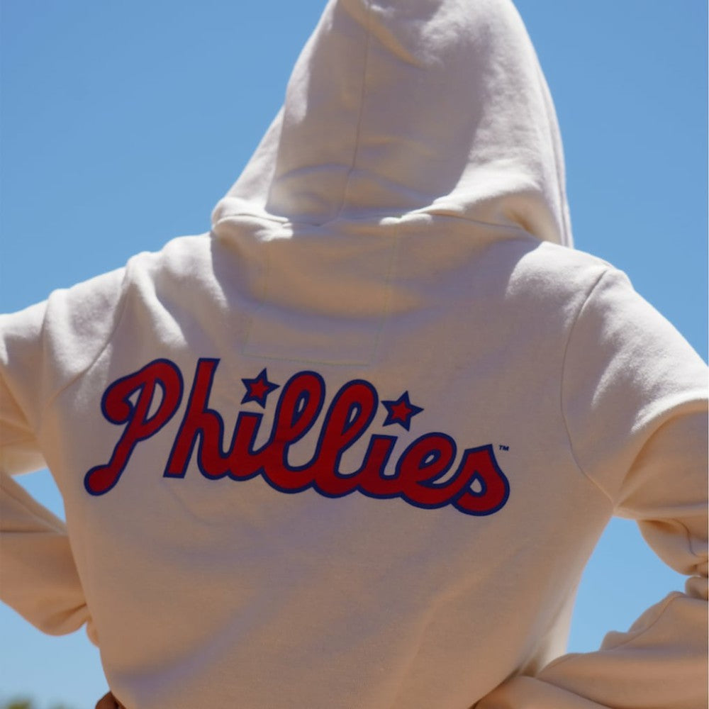 Philadelphia Phillies Aviator Nation x MLB Unisex Five-Stripe Tri-Blend Full-Zip Hoodie - Cream