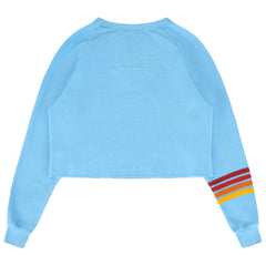 Philadelphia Phillies Aviator Nation x MLB Women's Rugby Stitch Cropped Tri-Blend Sweatshirt - Light Blue