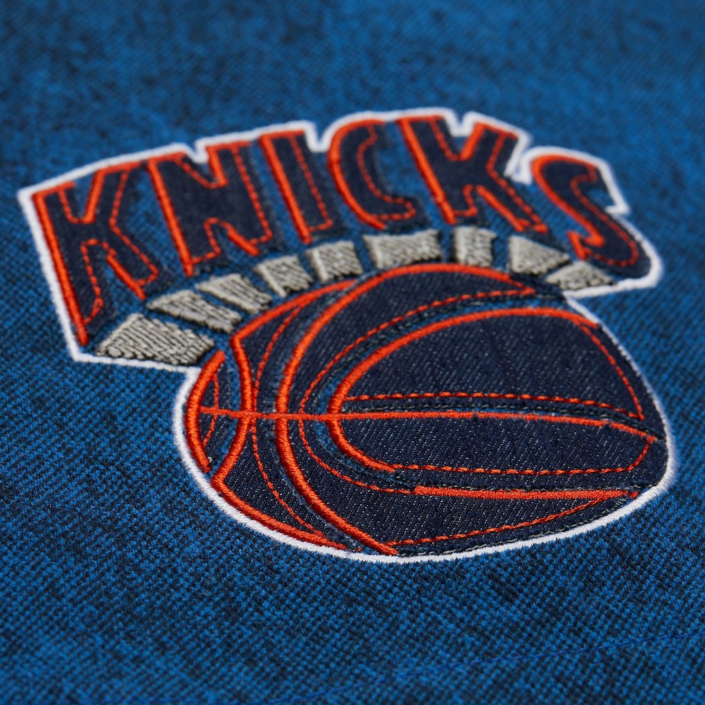 New York Knicks x Purple Brand Button-Up Shooting Shirt - Navy | Mitchell & Ness shop