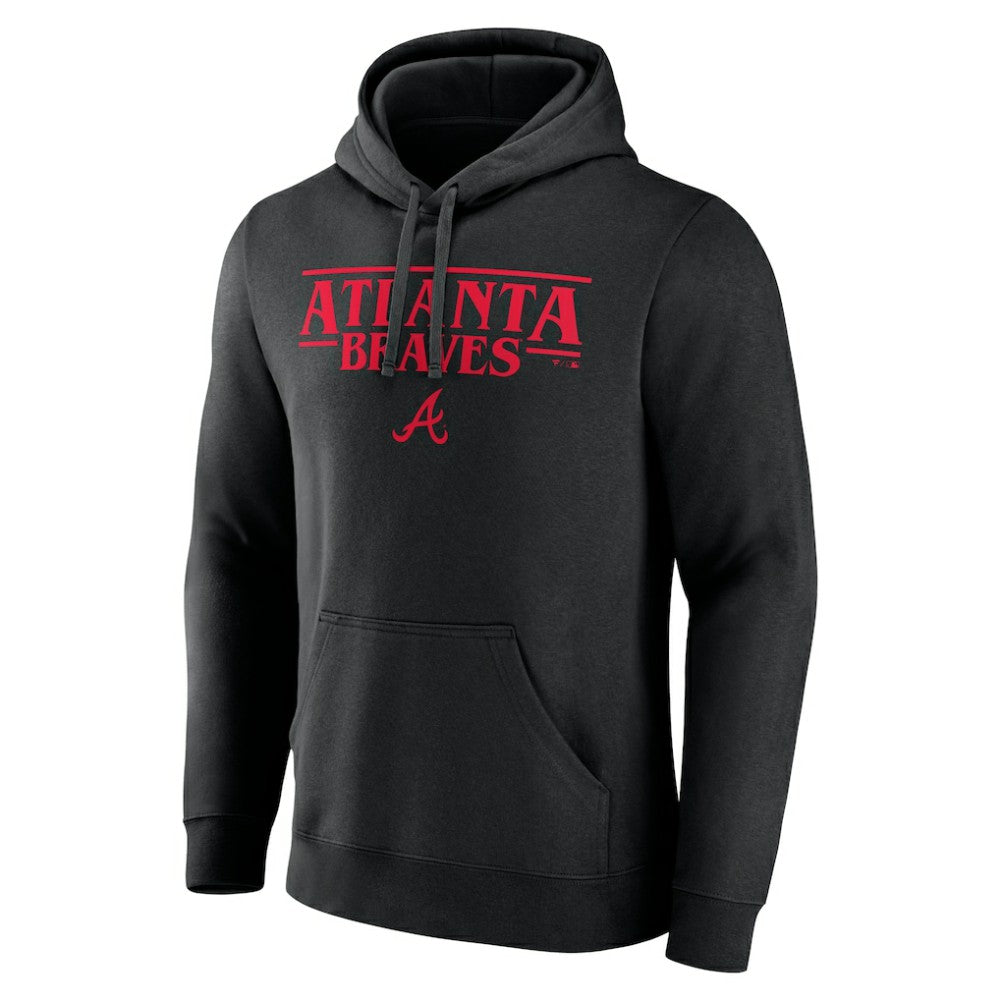 Atlanta Braves Stranger Things Logo Lockup Pullover Hoodie - Black