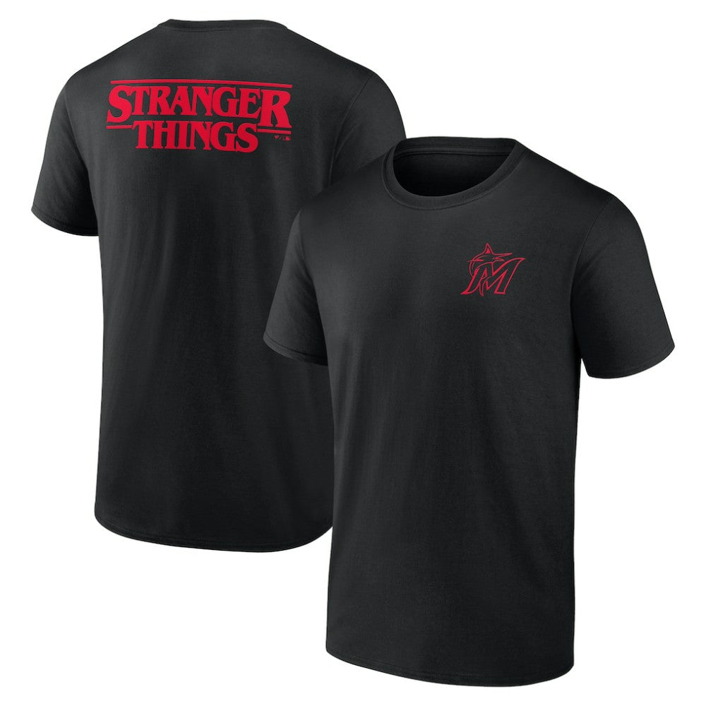 Miami Marlins Stranger Things Graphic T-Shirt - Black