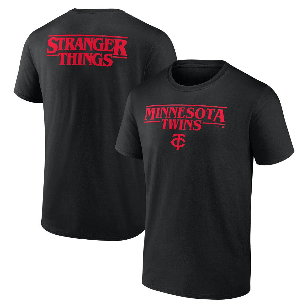 Minnesota Twins Stranger Things Logo Lockup T-Shirt - Black