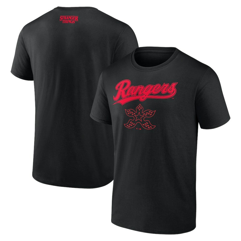 Texas Rangers Stranger Things Demogorgan T-Shirt - Black