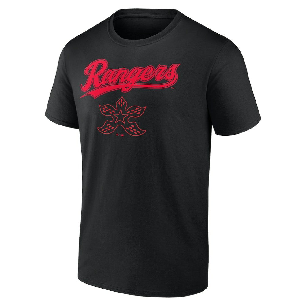 Texas Rangers Stranger Things Demogorgan T-Shirt - Black