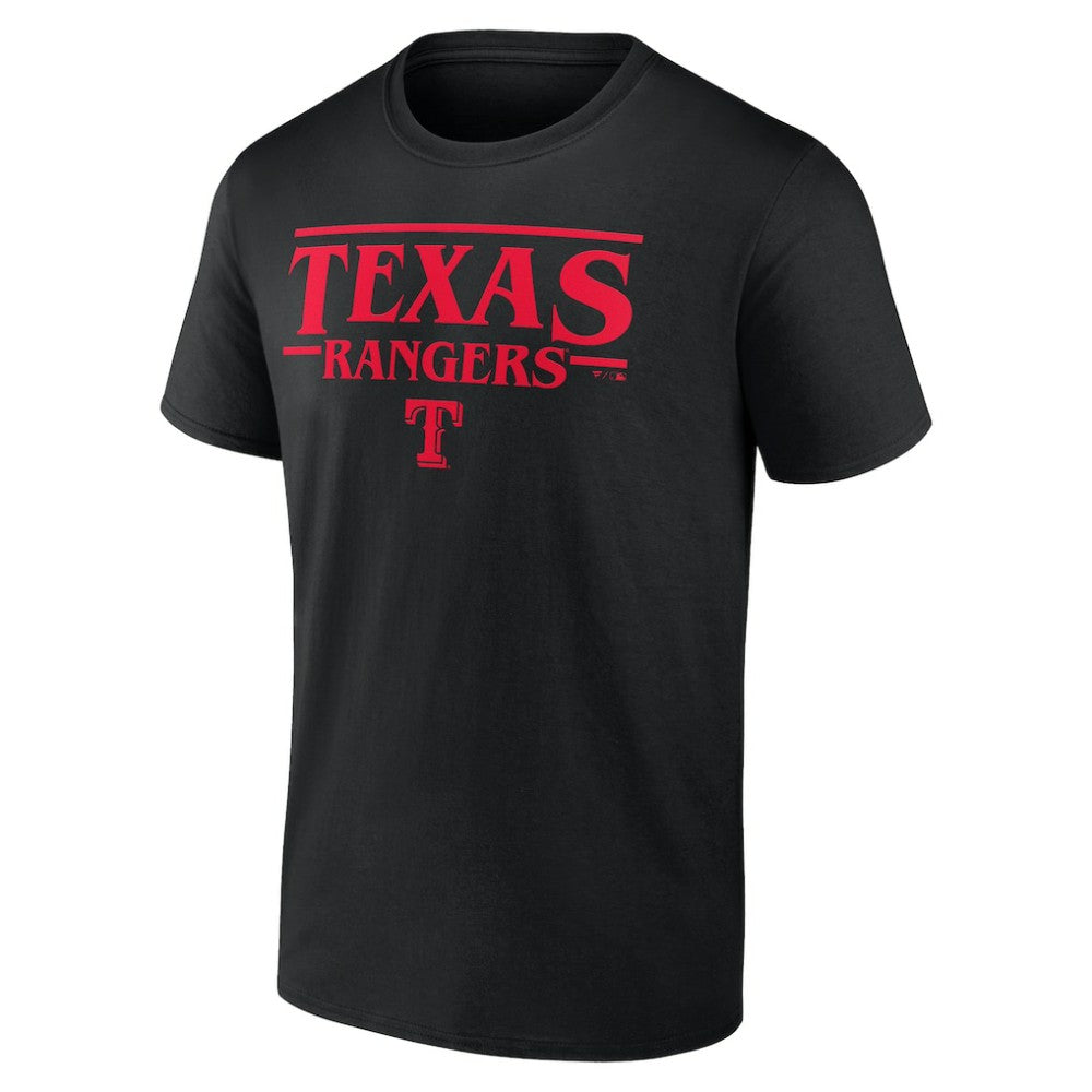 Texas Rangers Stranger Things Logo Lockup T-Shirt - Black