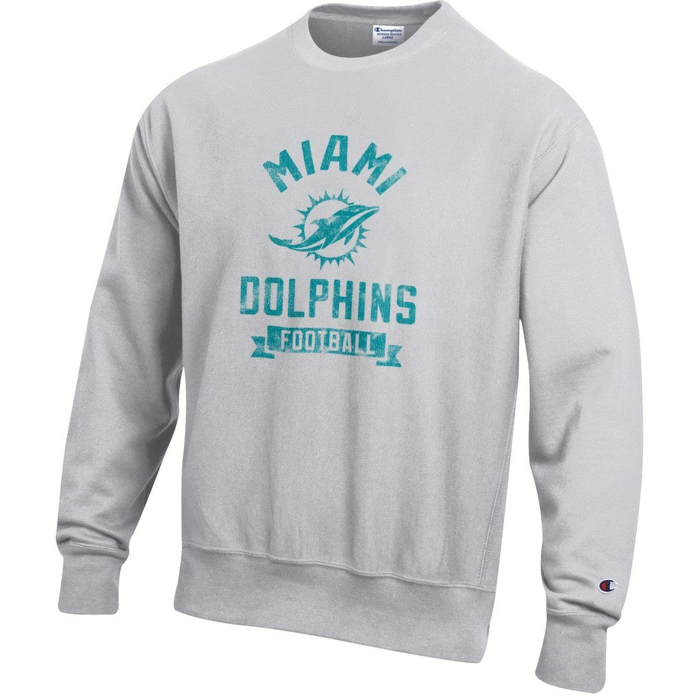 Miami Dolphins Champion Reverse Weave Fleece Pullover Sweatshirt - Heather Gray cheap