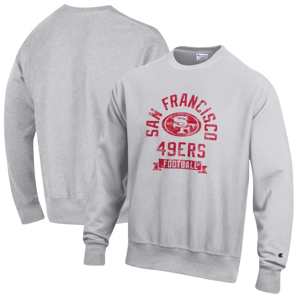 San Francisco 49ers Champion Reverse Weave Fleece Pullover Sweatshirt - Heather Gray on sale