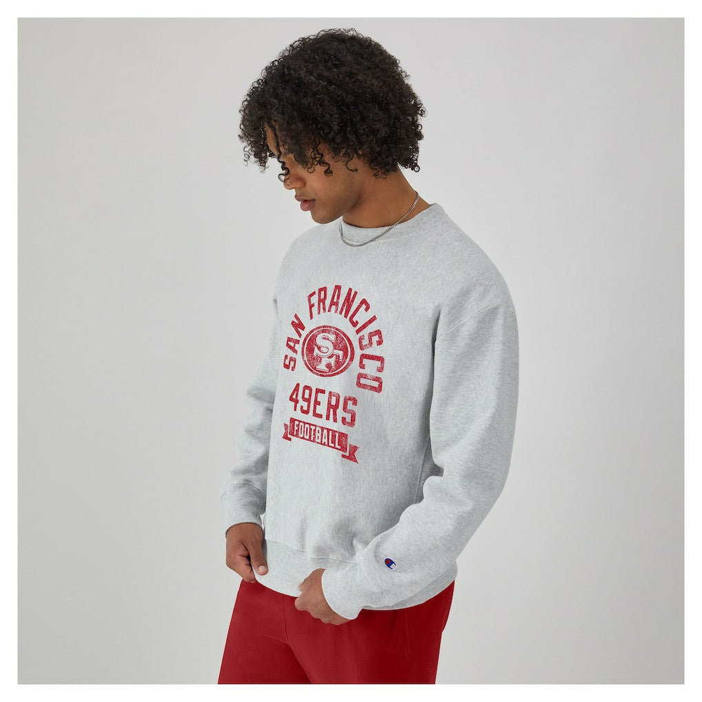 San Francisco 49ers Champion Reverse Weave Fleece Pullover Sweatshirt - Heather Gray on sale