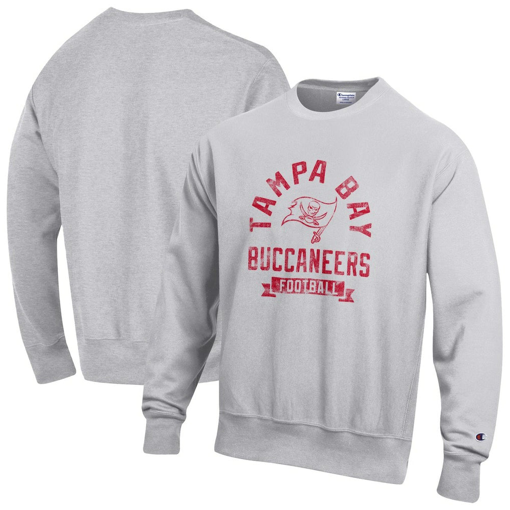 Tampa Bay Buccaneers Champion Reverse Weave Fleece Pullover Sweatshirt - Heather Gray cheap