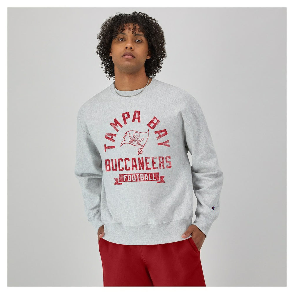 Tampa Bay Buccaneers Champion Reverse Weave Fleece Pullover Sweatshirt - Heather Gray cheap