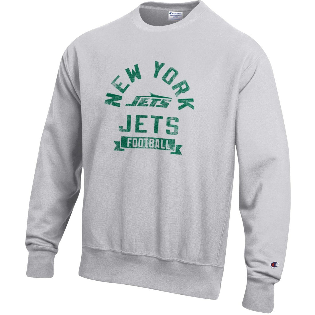 New York Jets Champion Reverse Weave Fleece Pullover Sweatshirt - Heather Gray discount