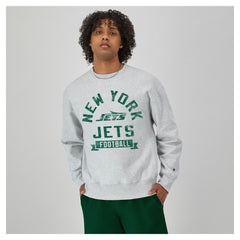New York Jets Champion Reverse Weave Fleece Pullover Sweatshirt - Heather Gray discount