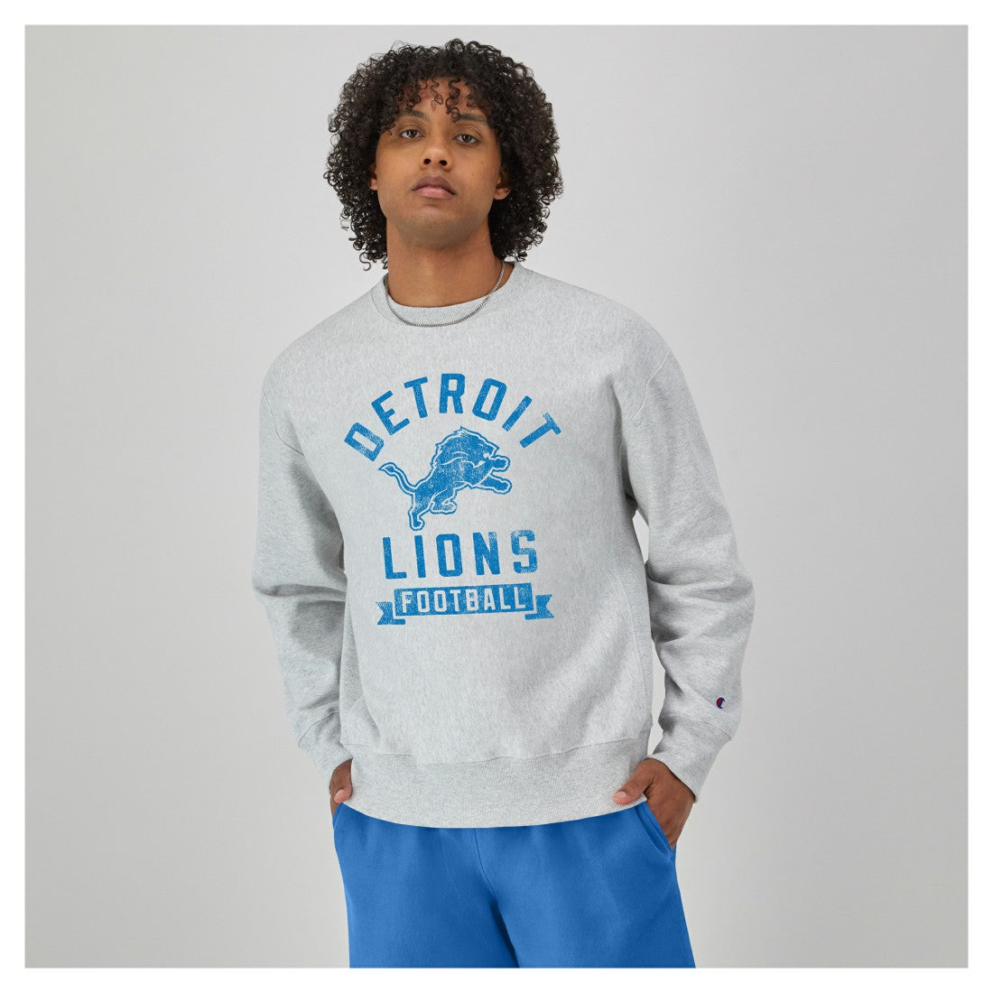 Detroit Lions Champion Reverse Weave Fleece Pullover Sweatshirt - Heather Gray cheap