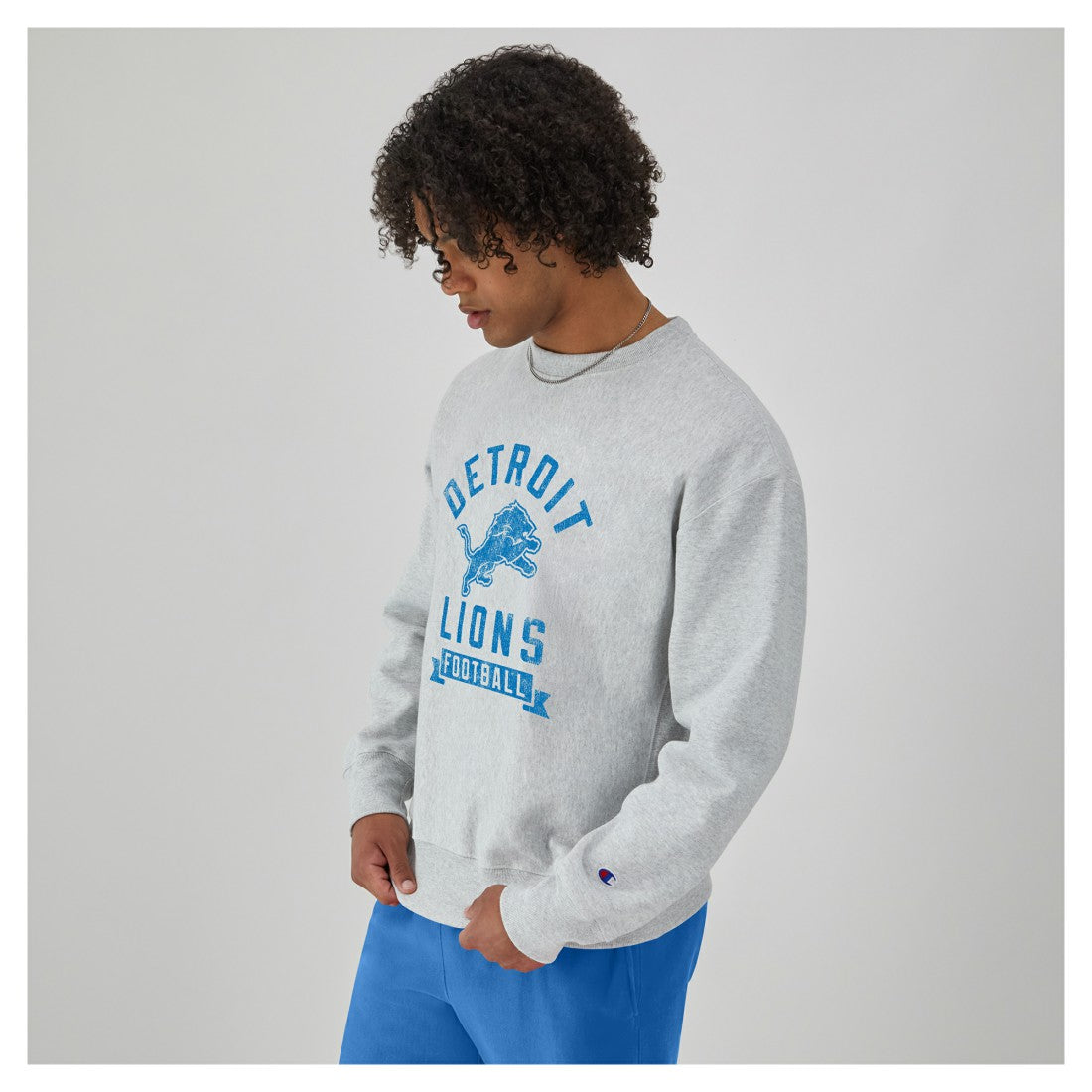 Detroit Lions Champion Reverse Weave Fleece Pullover Sweatshirt - Heather Gray cheap