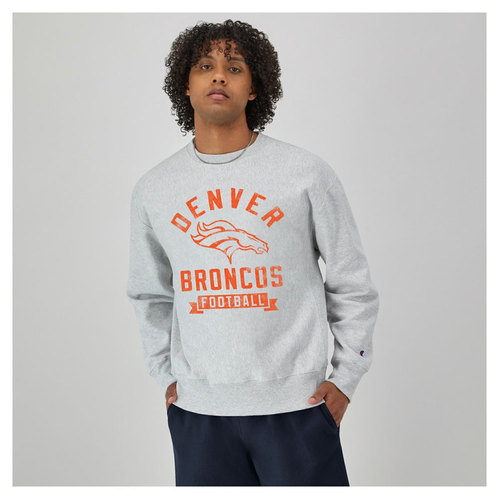 Denver Broncos Champion Reverse Weave Fleece Pullover Sweatshirt - Heather Gray online