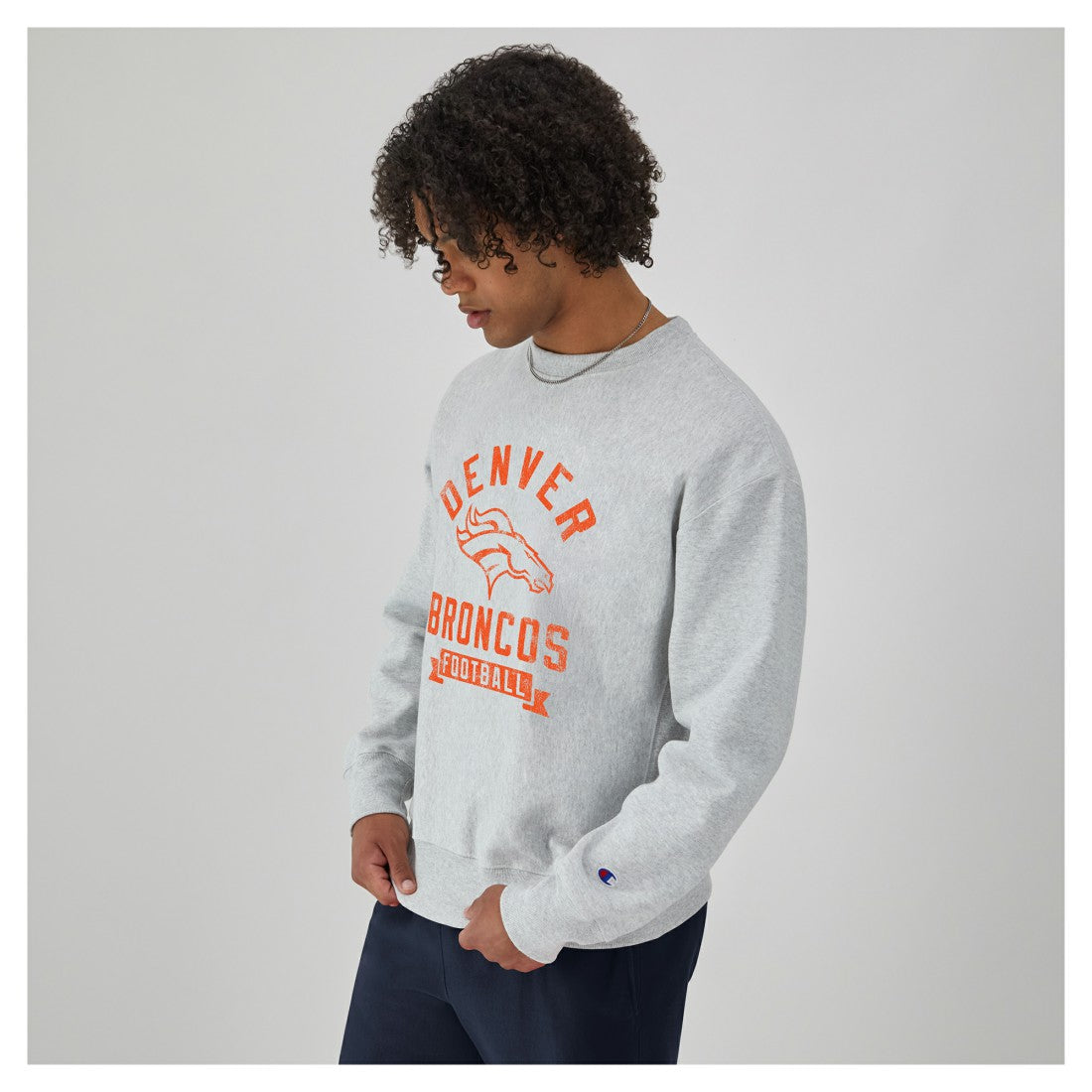 Denver Broncos Champion Reverse Weave Fleece Pullover Sweatshirt - Heather Gray online
