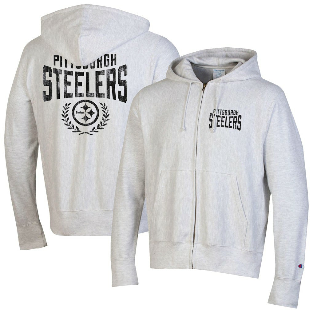 Pittsburgh Steelers Champion Reverse Weave Full-Zip Hoodie - Heather Gray cheap