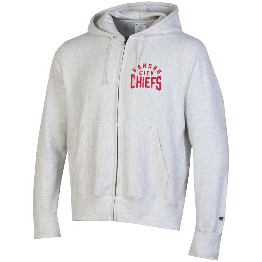 Kansas City Chiefs Champion Reverse Weave Full-Zip Hoodie - Heather Gray on sale