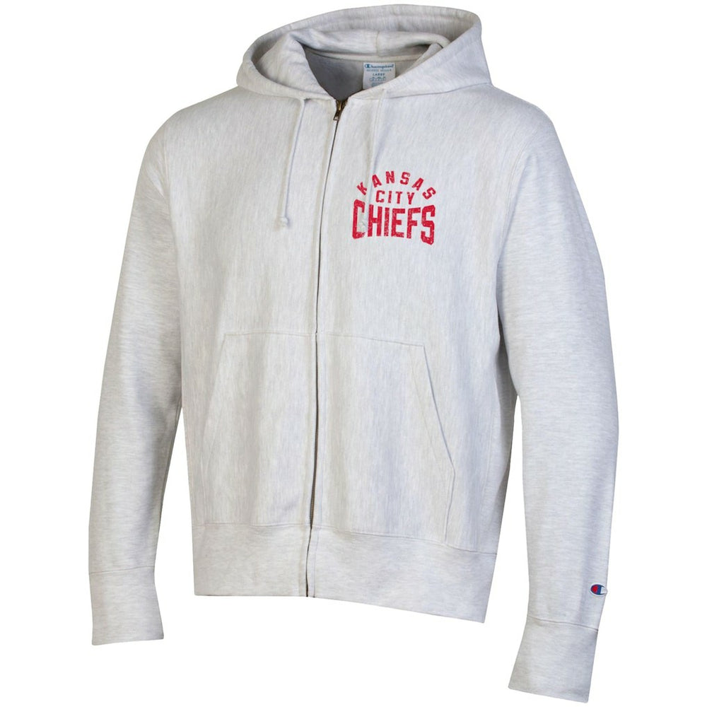 Kansas City Chiefs Champion Reverse Weave Full-Zip Hoodie - Heather Gray on sale