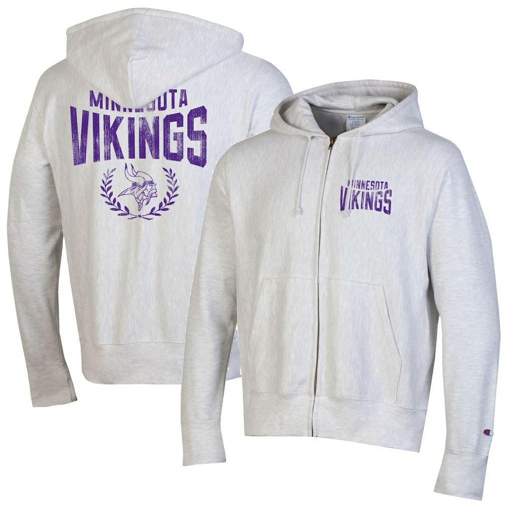 Minnesota Vikings Champion Reverse Weave Full-Zip Hoodie - Heather Gray cheap