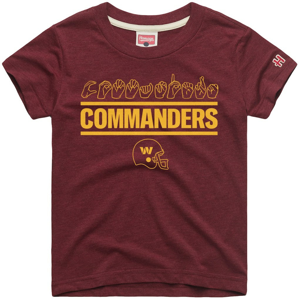 Washington Commanders Homage Youth Love Sign x ASL 2.0 Tri-Blend T-Shirt - Burgundy online