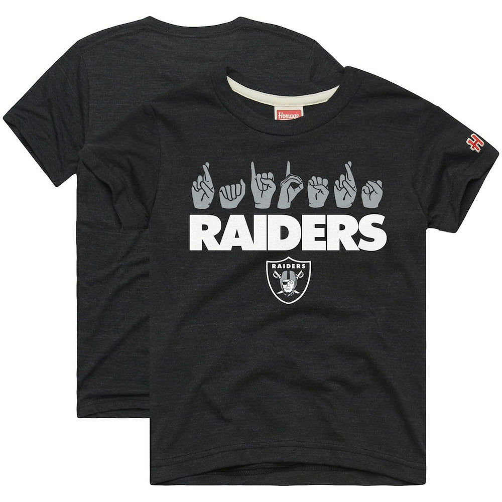 Las Vegas Raiders Homage Youth Love Sign x ASL 2.0 Tri-Blend T-Shirt - Charcoal online