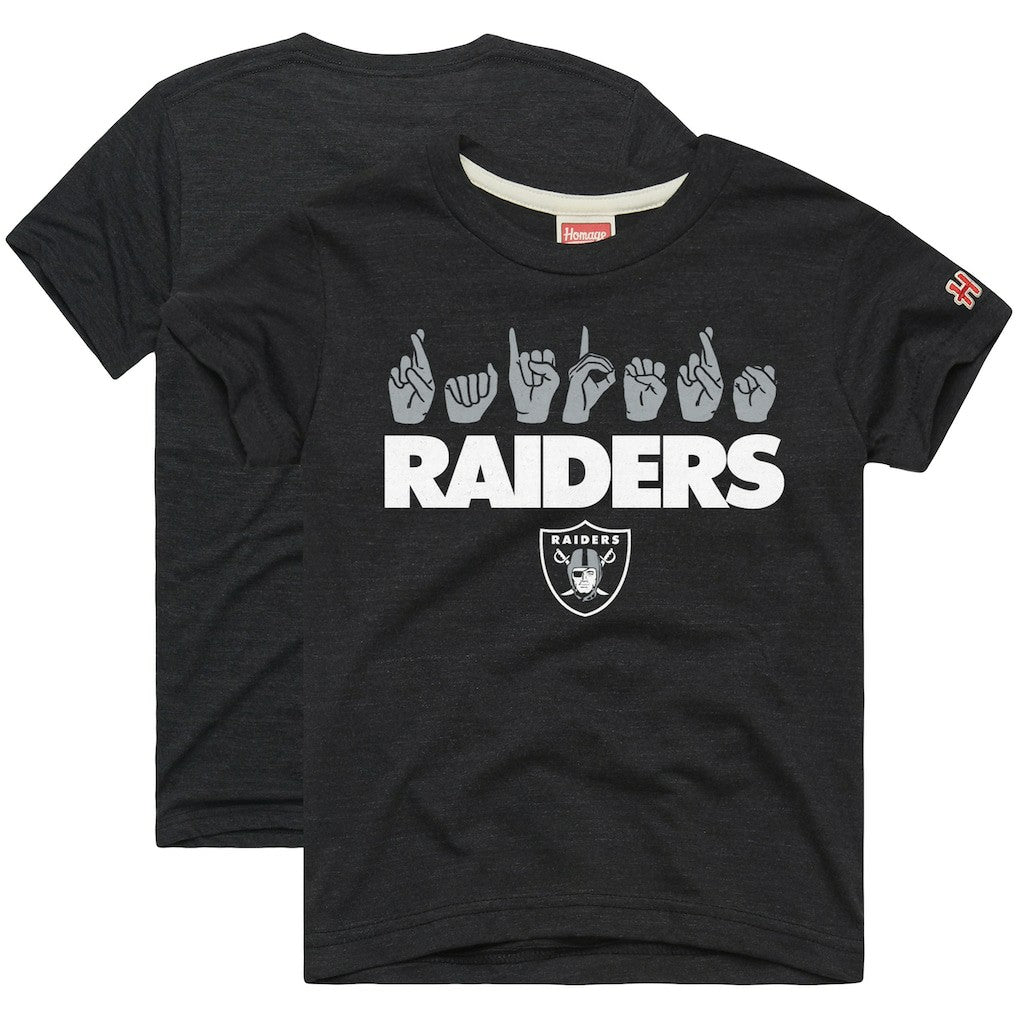 Las Vegas Raiders Homage Youth Love Sign x ASL 2.0 Tri-Blend T-Shirt - Charcoal online
