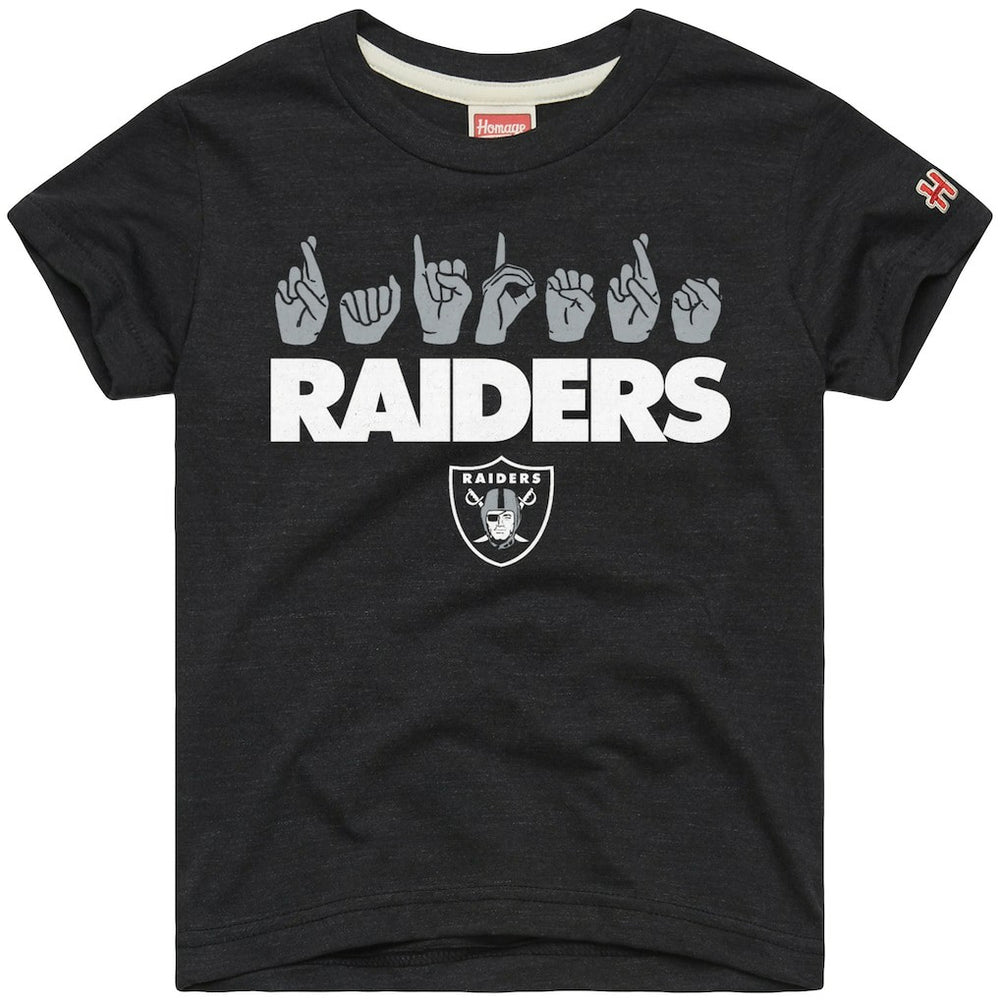 Las Vegas Raiders Homage Youth Love Sign x ASL 2.0 Tri-Blend T-Shirt - Charcoal online
