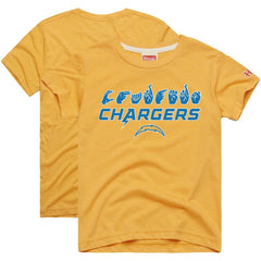 Los Angeles Chargers Homage Youth Love Sign x ASL 2.0 Tri-Blend T-Shirt - Gold discount